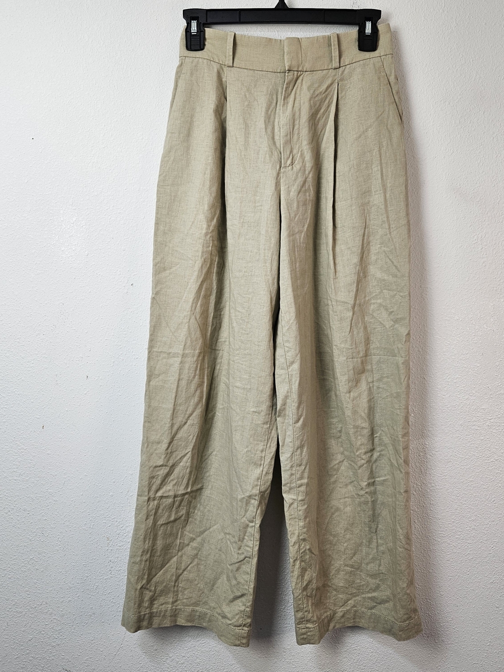 Uniqlo Women's Wide-Leg Linen Blend Pants in Light Khaki Size XS